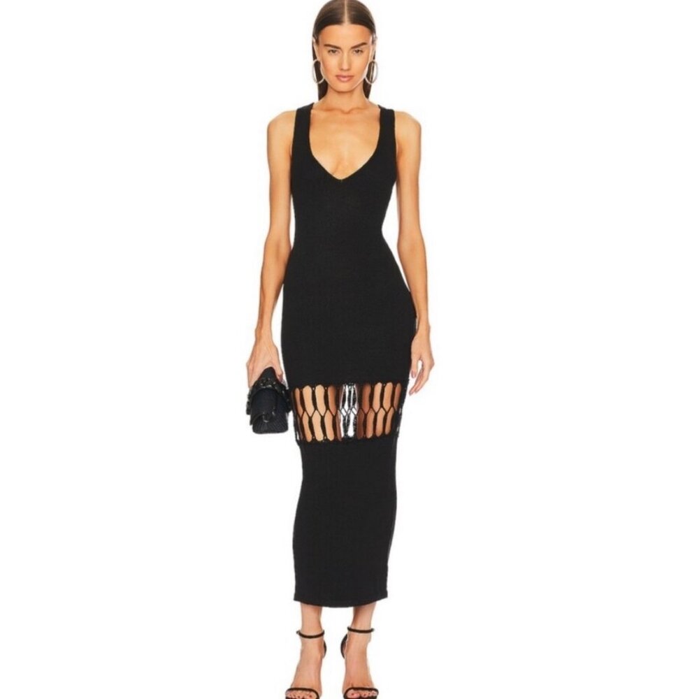 NWT Michael Costello x Revolve Nicola Mixed Crochet Maxi Dress